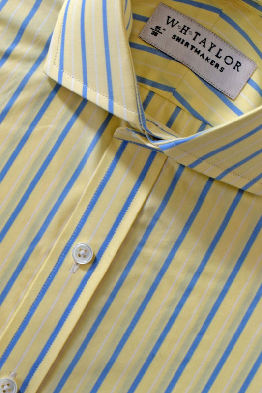 Yellow & Blue Stripe Men's Bespoke Shirt