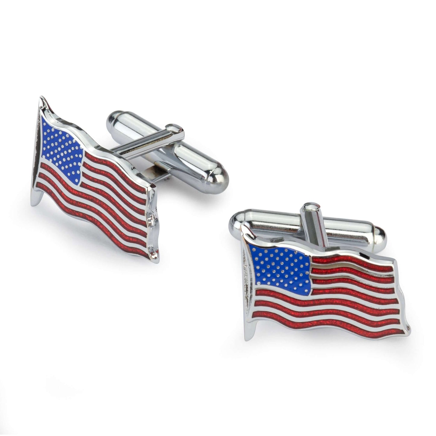 USA American Flag Cufflinks In Silver