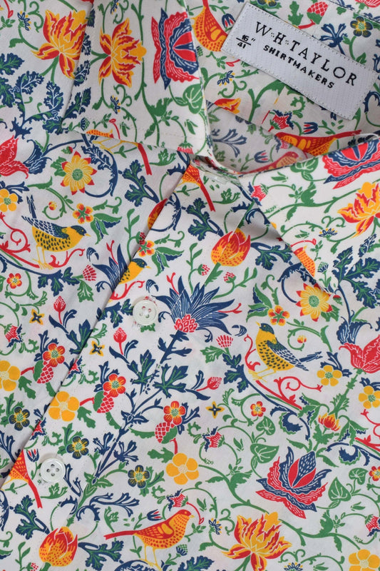 English Garden Scene White Ladies Bespoke Shirt