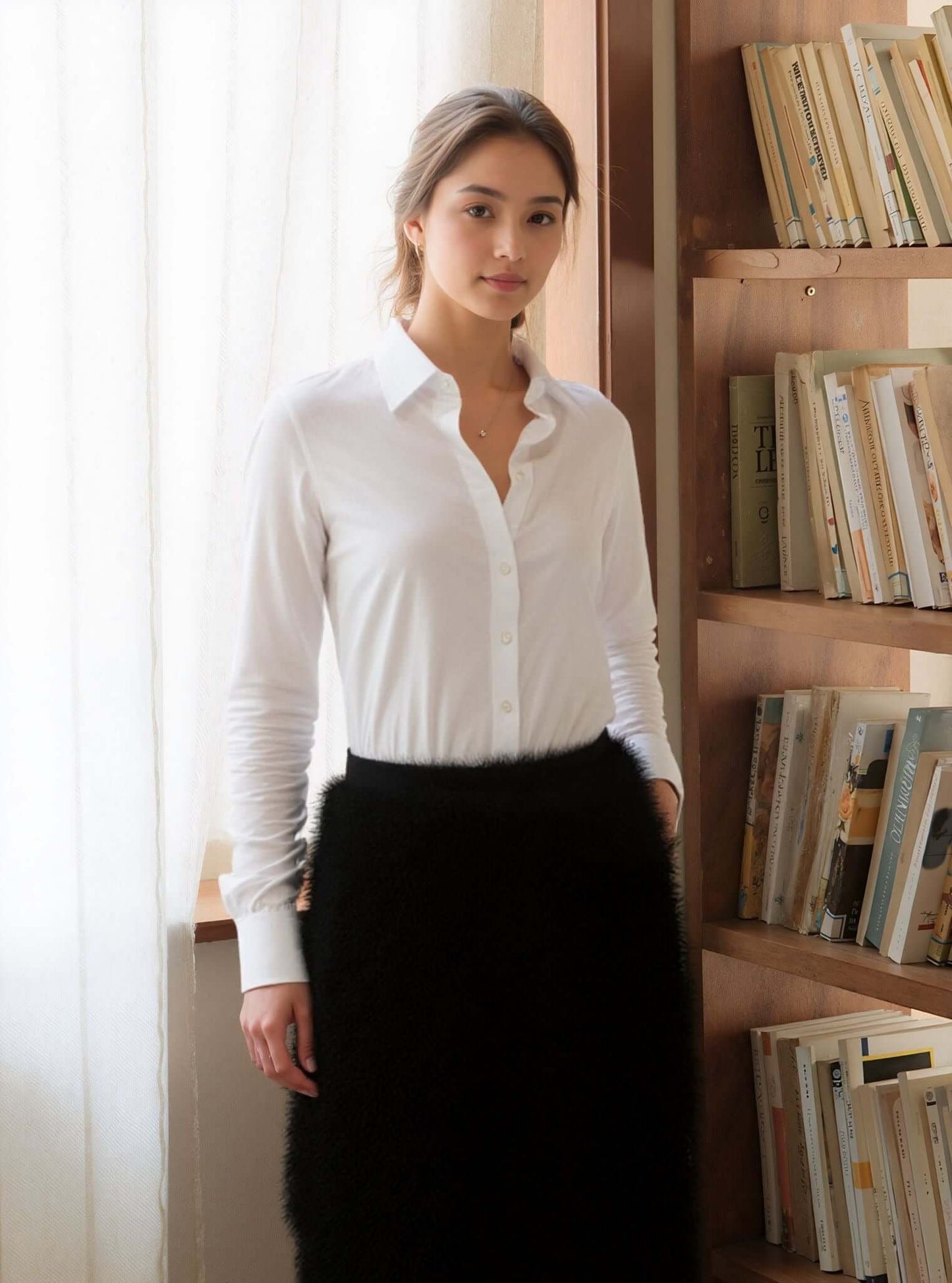 Plain White 140's Superfine Poplin Ladies Bespoke Shirt
