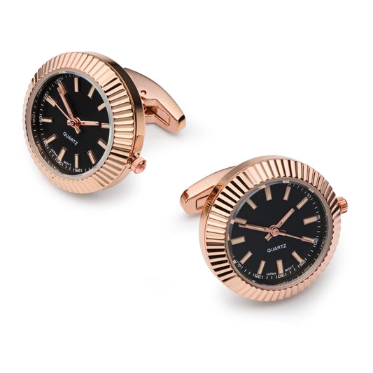 Working Watch Cufflinks In Rose Gold