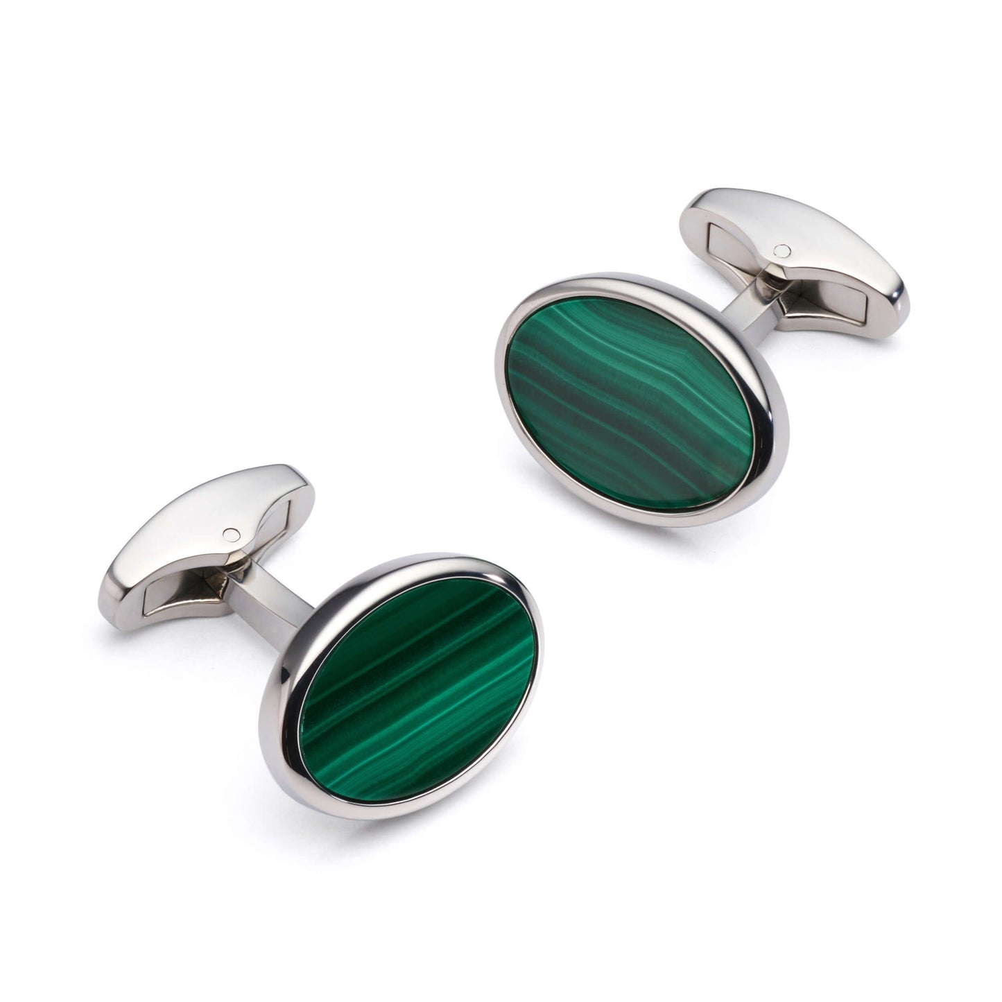 Malachite Cufflinks In Silver
