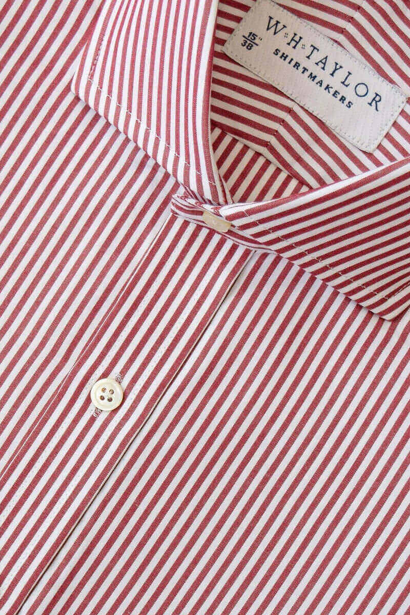Wine Bengal Stripe Poplin Ladies Bespoke Shirt - whtshirtmakers.com