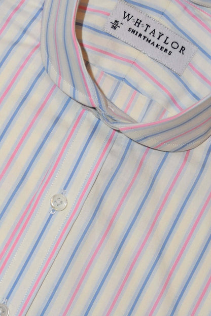 Blue & Pink Shadow Stripe Oxford Men's Bespoke Shirt