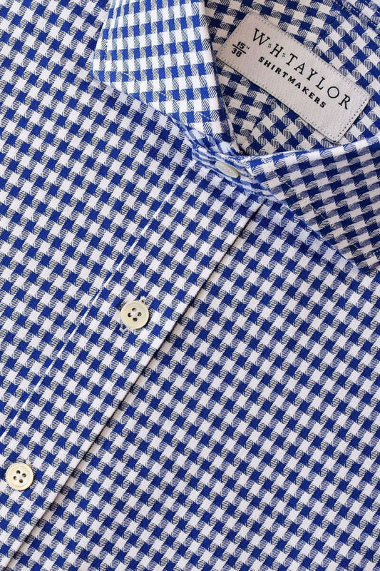 Navy Houndstooth Check Men's Bespoke Shirt - whtshirtmakers.com